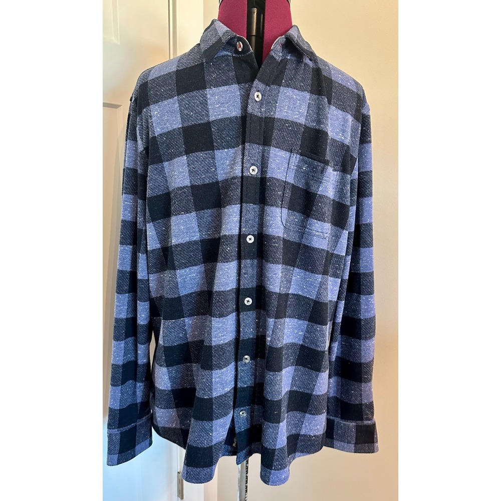 Flag & Anthem Mens XL Tall Blue Black Buffalo Plaid Flannel Shirt/Fall/Cozy